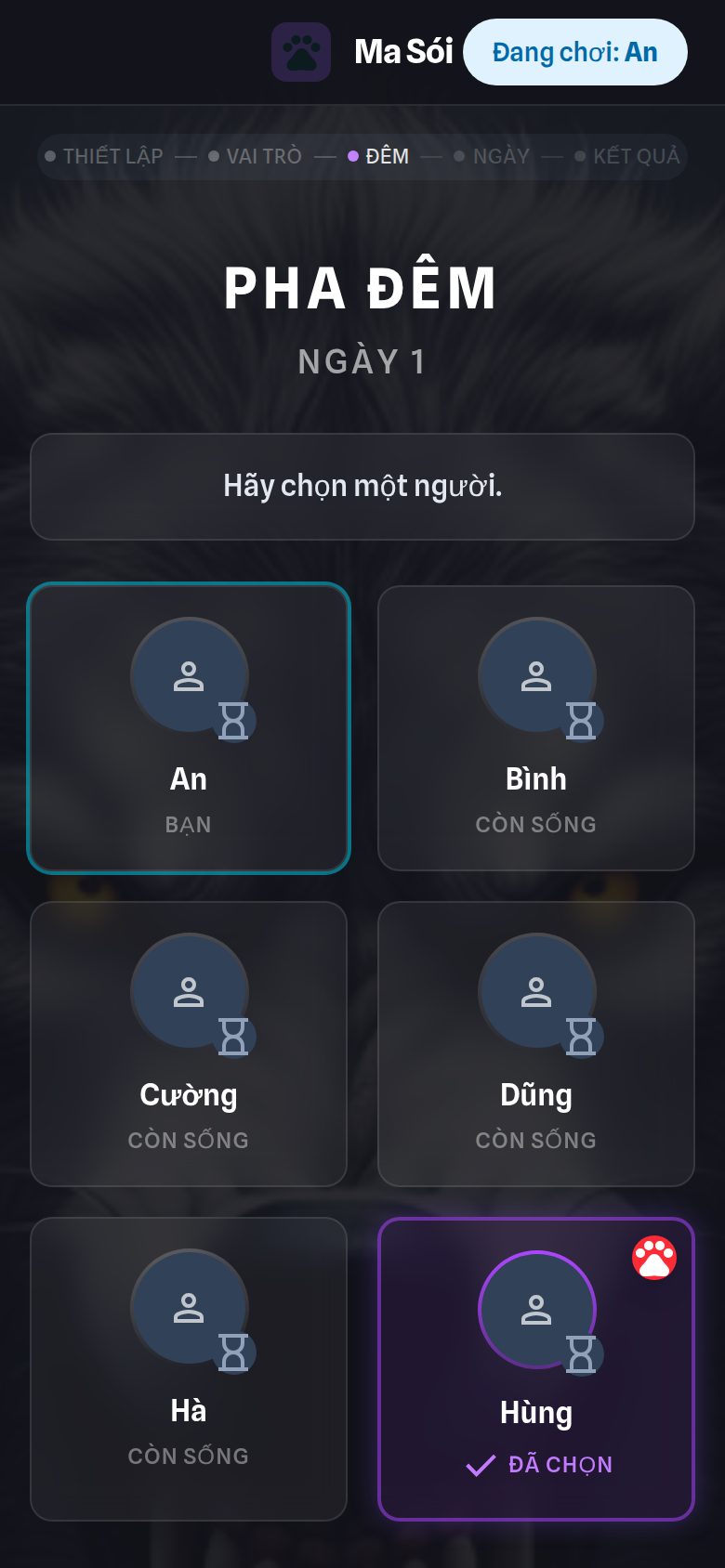 Ban đêm — chạm để chọn mục tiêu, kín đáo trên màn hình của bạn.